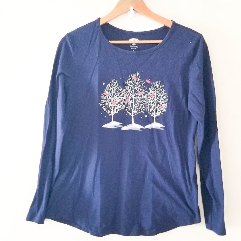 Holiday Time long sleeve Tshirt w/ cardinals blue